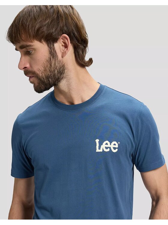 Lee Lee T-Shirt MEDIUM WOBBLYTEE Niebieski Regular Fit