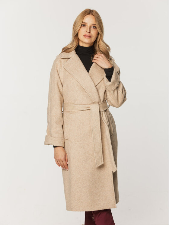 Willsoor Willsoor Płaszcz zimowy 65359 65360 Beżowy Regular Fit