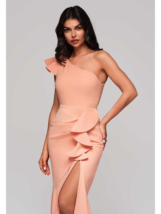 Ombre Ombre Sukienka wieczorowa LA-OM-DLR168 Pomarańczowy Regular Fit