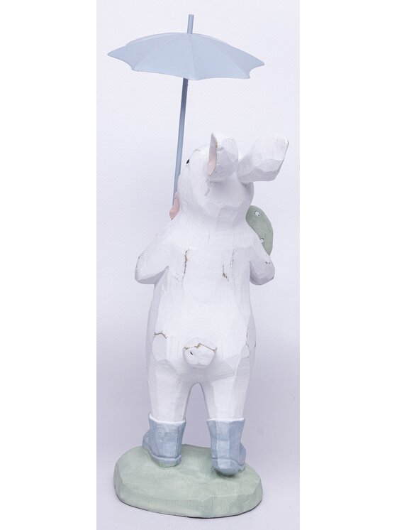 MIAhome MIAhome Figurka Królik w kaloszach i pod parasolem 29x9x13 cm GINO Kolorowy
