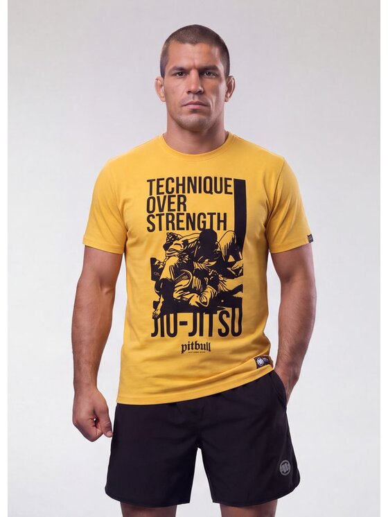PITBULL PITBULL T-Shirt TECHNIQUE OVER STRENGHT Żółty Regular Fit