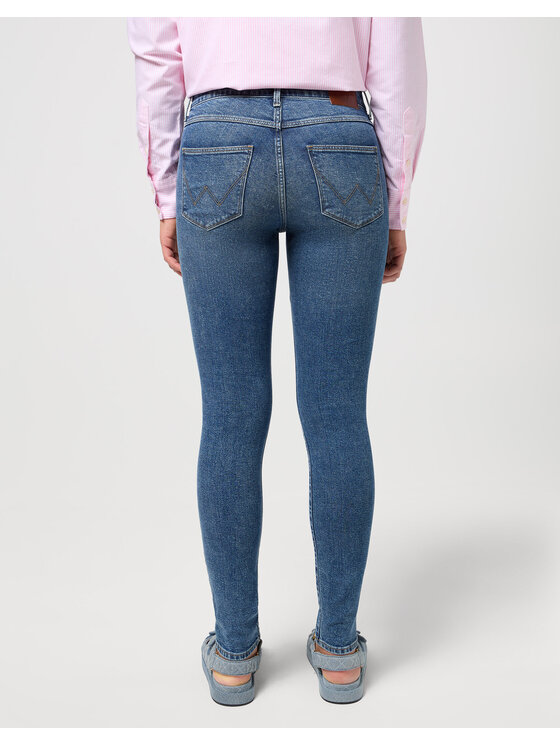 Wrangler Wrangler Jeansy HIGH SKINNY Niebieski Skinny Fit