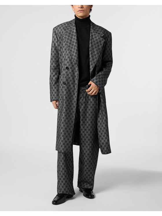 PHILIPP PLEIN PHILIPP PLEIN Płaszcz przejściowy 31377 Czarny Regular Fit