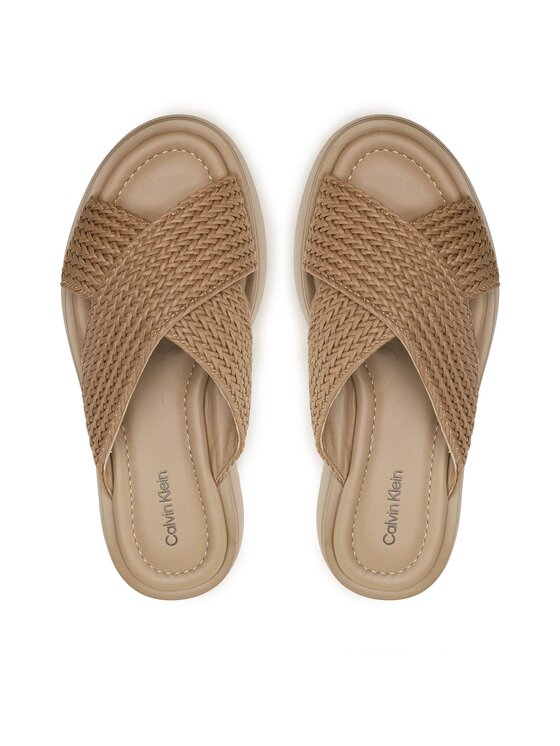 Calvin Klein Calvin Klein Чехли Bubble Slide-Woven HW0HW01468 Кафяв