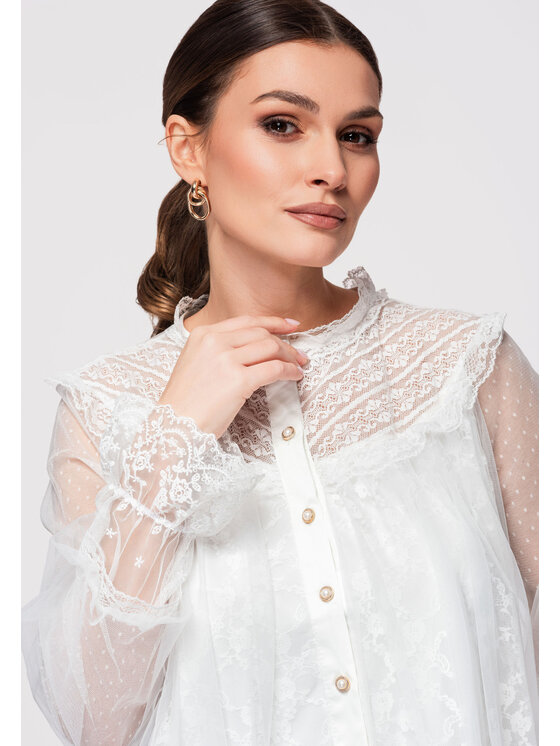 Ombre Ombre Koszula OW-SH-E0020 Biały Loose Fit