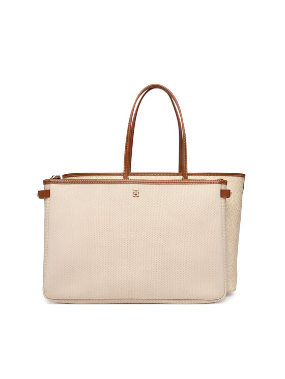 Tommy Hilfiger Tommy Hilfiger Ročna torba Th Monoplay Tote Le AW0AW17416 Bež