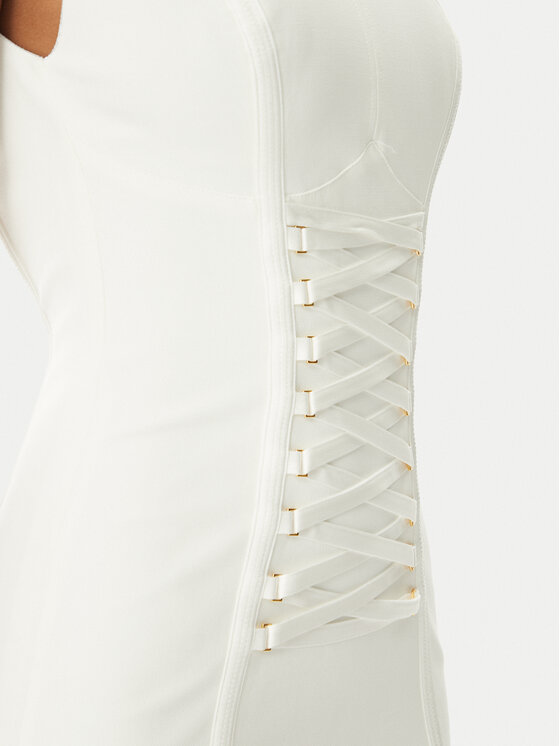 Elisabetta Franchi Elisabetta Franchi Koktejlové šaty AB76252E2 360 Bílá Slim Fit