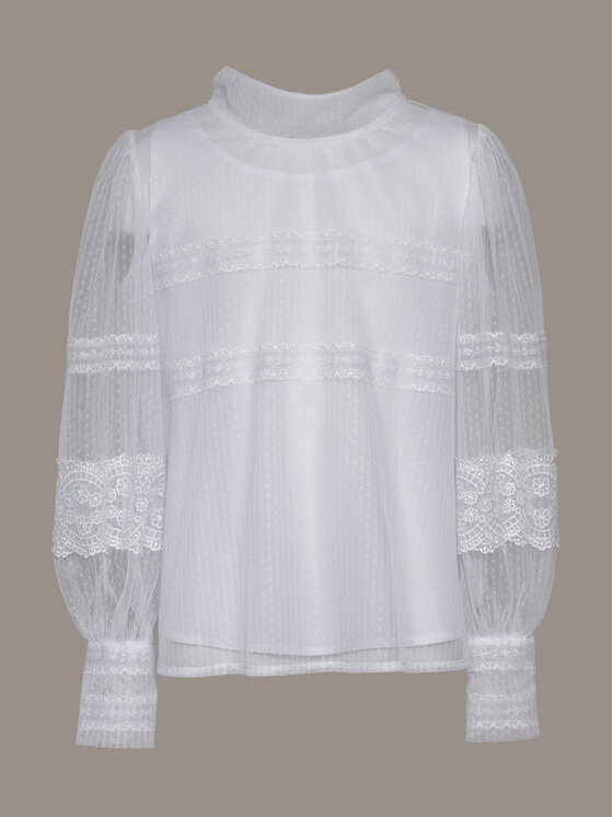 SLY SLY Bluzka 4S-114 Biały Comfortable Fit