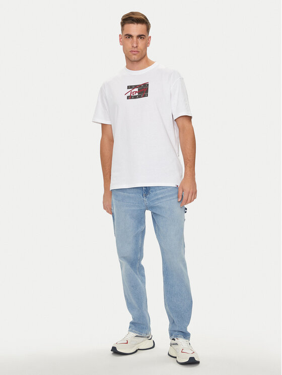 Tommy Jeans Tommy Jeans Тишърт Street Sigh Flag DM0DM18528 Бял Regular Fit