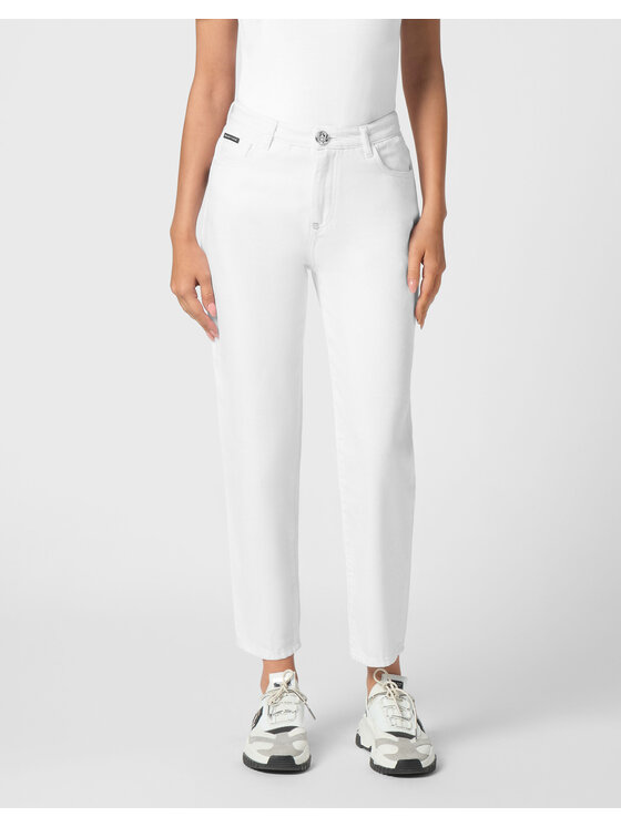 PHILIPP PLEIN PHILIPP PLEIN Jeansy 21705 Bílá Mom Fit