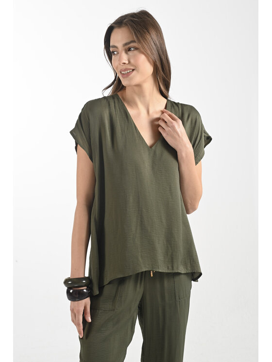 Femestage Femestage Blúzka Femestage NATURE SHADES BLU2300-007 Zelená Regular Fit
