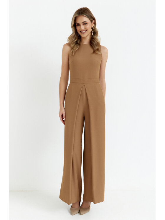 Makover Makover Kombinezon K184 Beżowy Modern Slim Fit