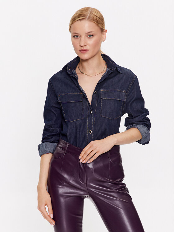 Liu Jo cămașă de blugi UF3161 D4555 Bleumarin Regular Fit