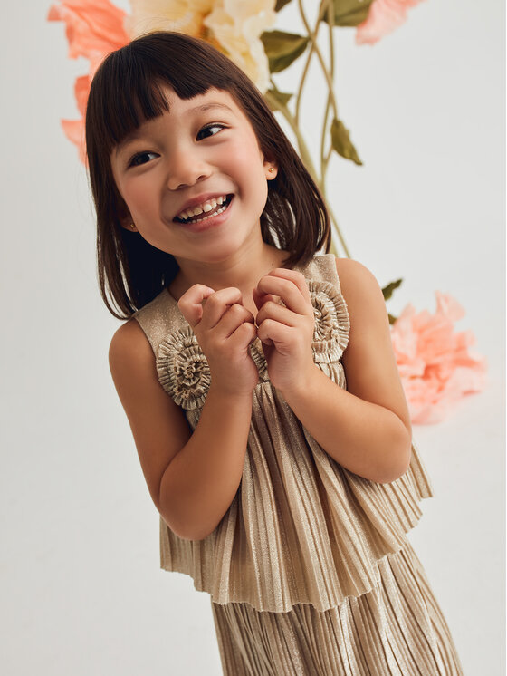 Abel & Lula Abel & Lula Set top și fustă 5071 Bej Regular Fit