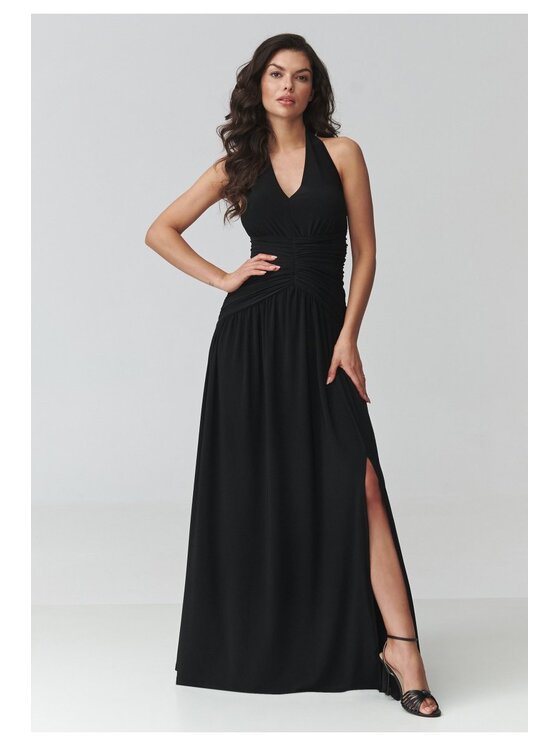 Makadamia Makadamia Sukienka codzienna M944 Czarny Loose Fit