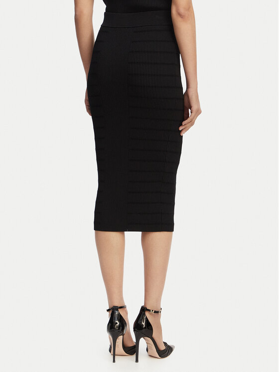 Guess Guess Tiesus sijonas W5YD66 Z0130 Juoda Slim Fit