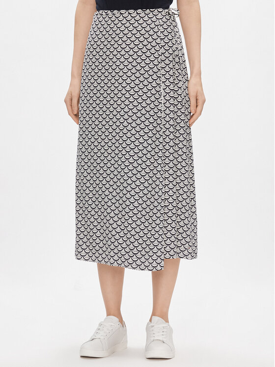 Tommy Hilfiger Trapézová sukňa Seal Aop Wrap Midi Skirt WW0WW40757 Modrá Regular Fit