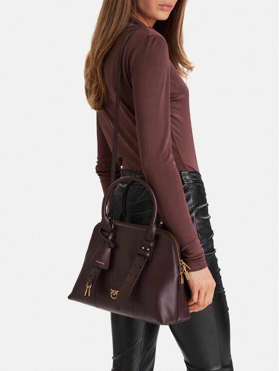 PINKO Torebka Bowling Bag Medium AI 25-26 PLTT 105906 A0QO Bordowy