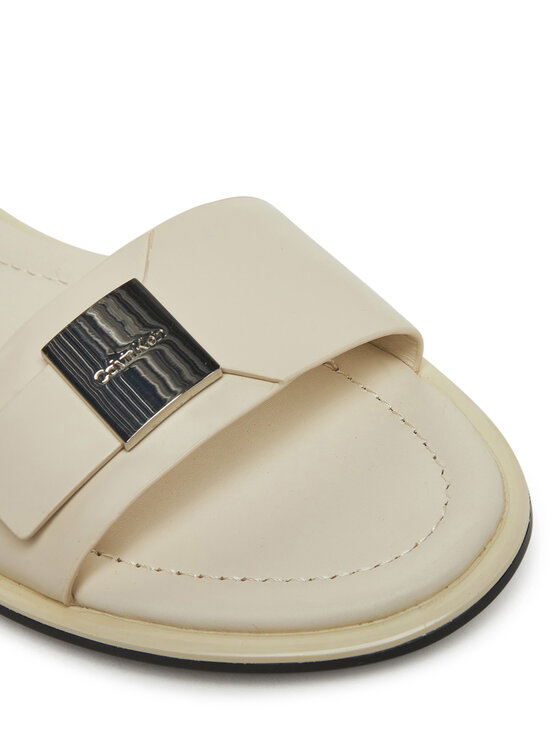Calvin Klein Calvin Klein Sandalen Flat Sandal W/Ck Hw - Lth HW0HW02367 Écru
