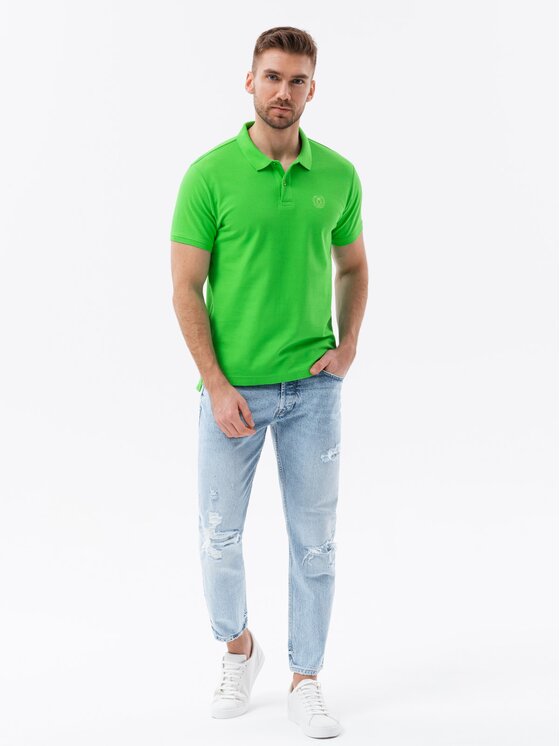 Ombre Ombre Polokošile S1374 Zelená Regular Fit