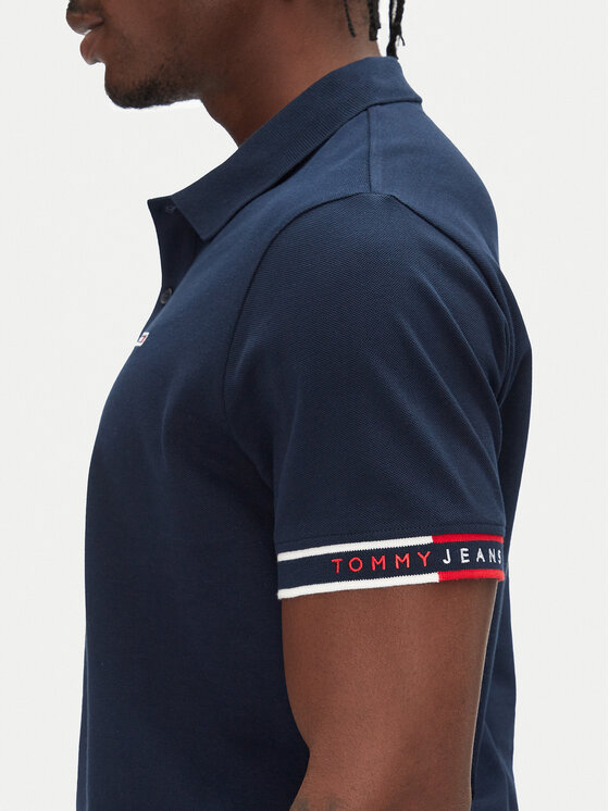 Tommy Jeans Tommy Jeans Polo majica Flag Cuff DM0DM21306 Mornarsko modra Slim Fit