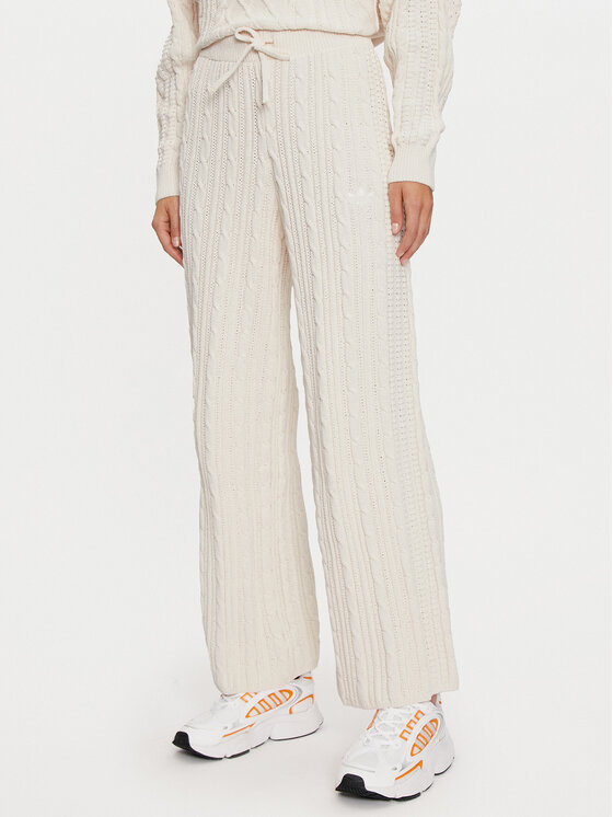 adidas Úpletové nohavice JN7658 Écru Regular Fit
