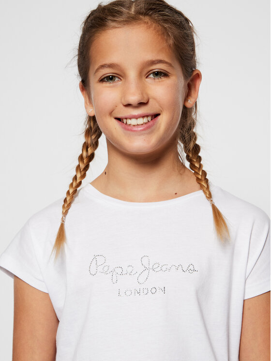 Pepe Jeans Pepe Jeans Marškinėliai Nuria PG502460 Balta Regular Fit