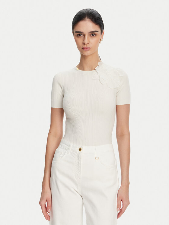 Elisabetta Franchi Elisabetta Franchi Svetr MK-55B-51E2 Bílá Slim Fit