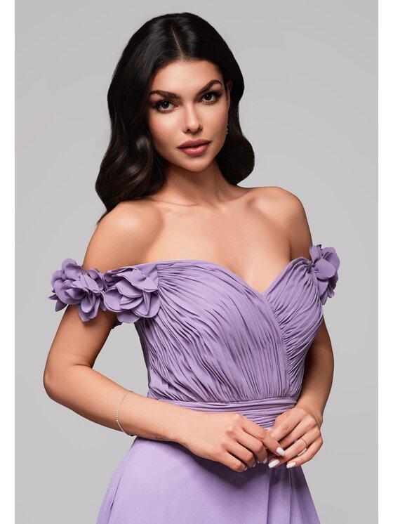 Ombre Ombre Sukienka wieczorowa LA-OM-DLR141 Fioletowy Regular Fit
