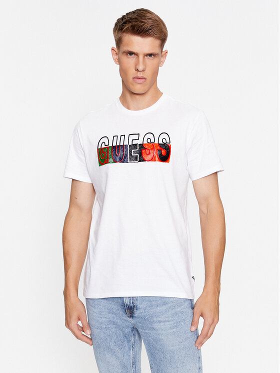 Guess T-shirt M3BI64 KBXG1 Bianco Slim Fit, taglia : L