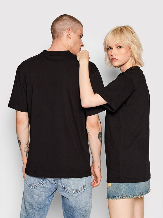 Market Market T-Shirt Unisex Checkered Bar Logo 399001063 Schwarz Relaxed Fit