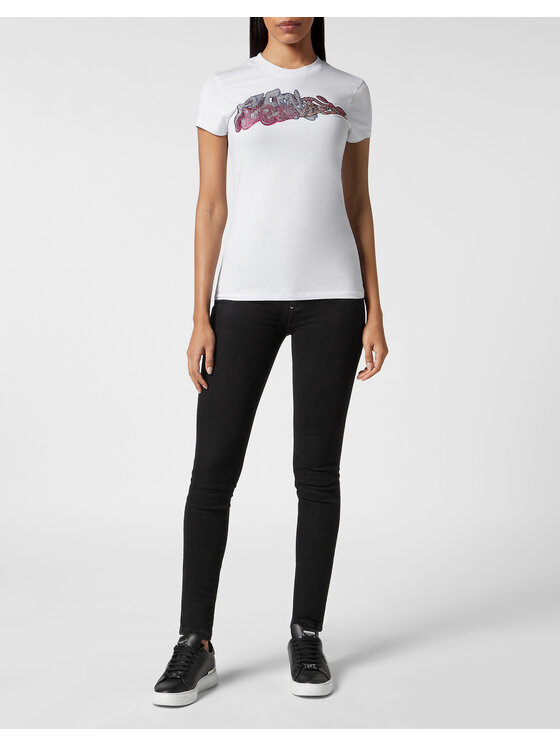 PHILIPP PLEIN PHILIPP PLEIN T-Shirt 9915 Biały Skin Tight Fit
