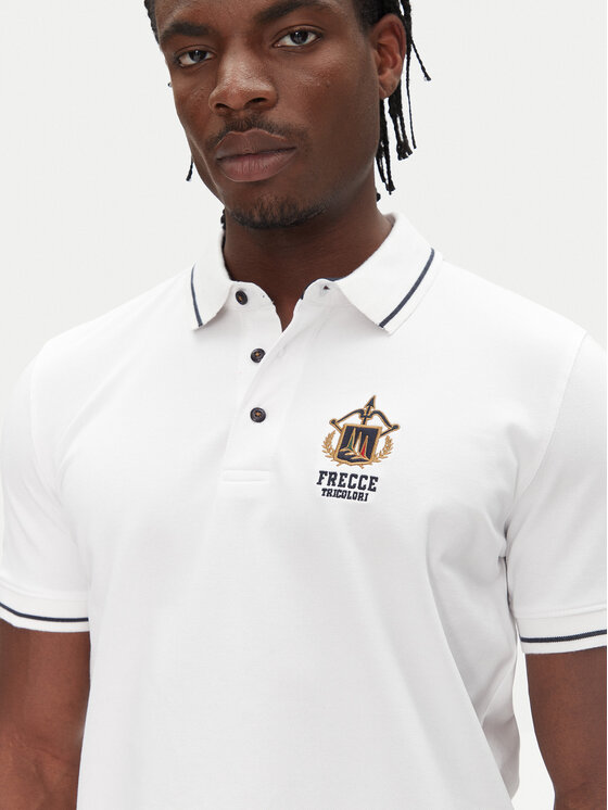 Aeronautica Militare Aeronautica Militare Тениска с яка и копчета 251PO1850P191 Бял Slim Fit