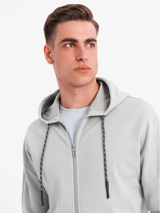 Ombre Ombre Mikina OM-SSZP-0191 Šedá Regular Fit