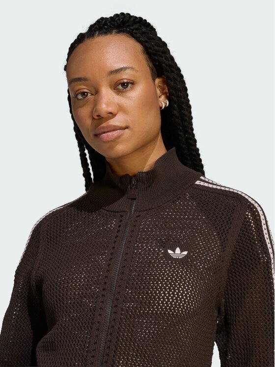 adidas adidas Bluza KNITTED CROCHET FIREBIRD Brązowy Slim Fit