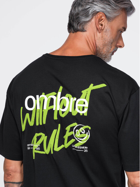Ombre Ombre T-Shirt OM-TSPT-0284 Czarny Relaxed Fit