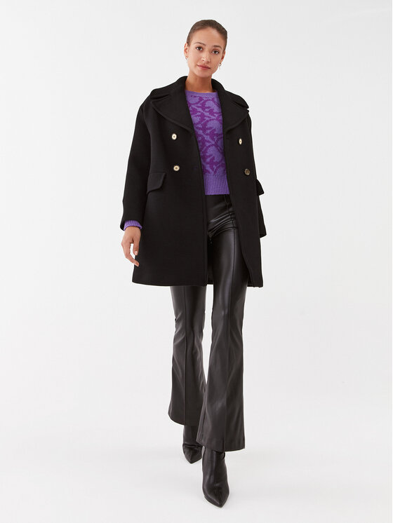 PINKO Pinko Płaszcz wełniany Effetto 101747 Y7DY Czarny Regular Fit