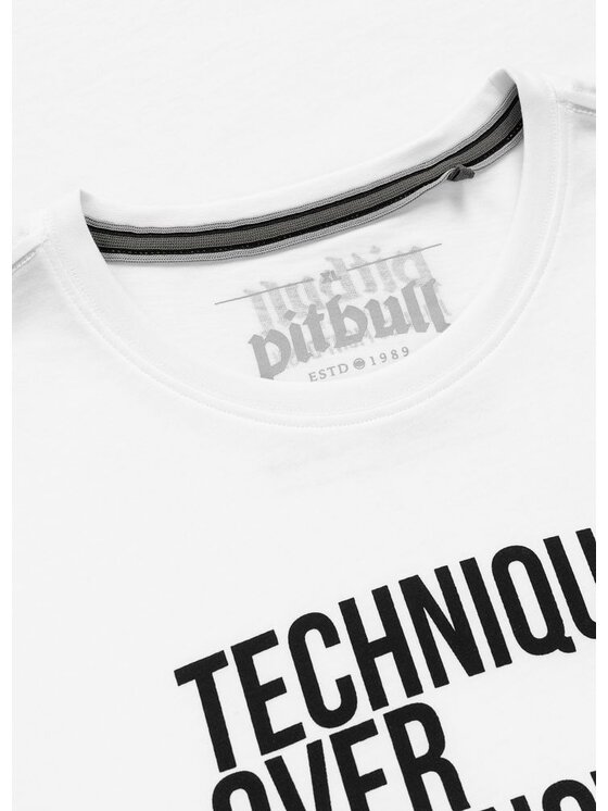 PITBULL PITBULL T-Shirt TECHNIQUE OVER STRENGHT Biały Regular Fit