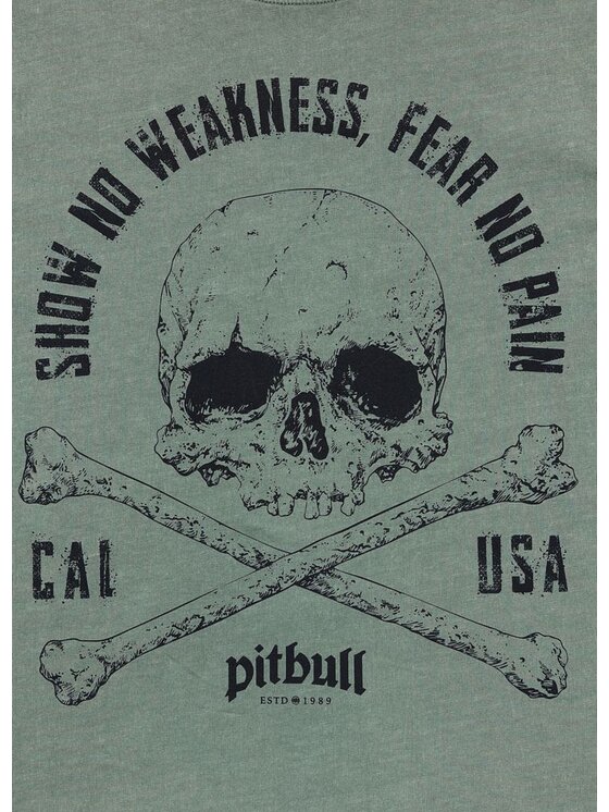 PITBULL PITBULL T-Shirt FEAR NO PAIN Zielony Regular Fit