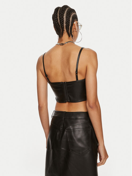 正規品販売！ Top adidas Firebird Fit Slim Czarny IY7317 Corset Pleather トップス