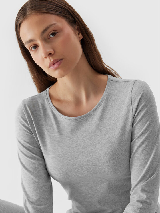 4F 4F Bluza 4FAW23TLONF167 Siva Slim Fit