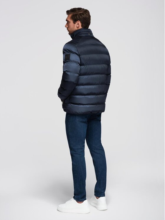 Ombre Ombre Kurtka przejściowa OM-JALP-0218 Granatowy Regular Fit