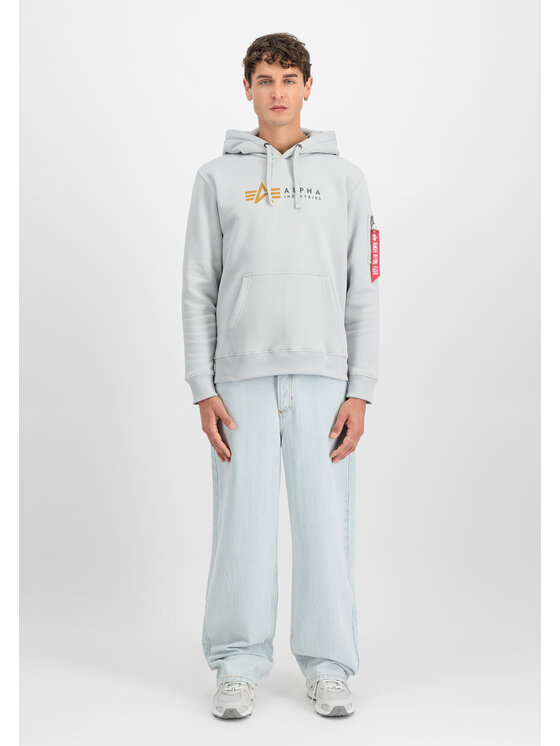 Alpha Industries Alpha Industries Bluza Alpha Label Hoodie Szary Regular Fit