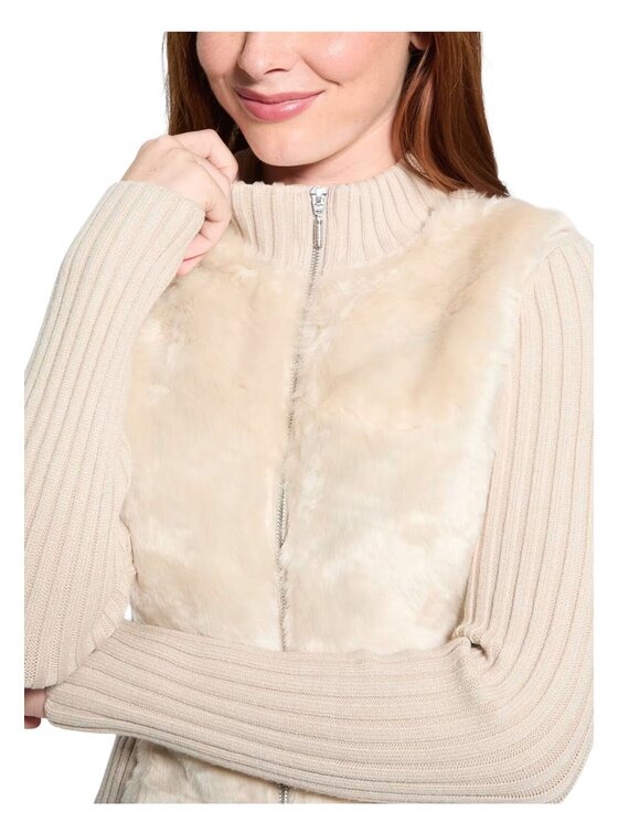 Guess Guess Ζακέτα Cardigan fur mix zip Μπεζ Regular Fit