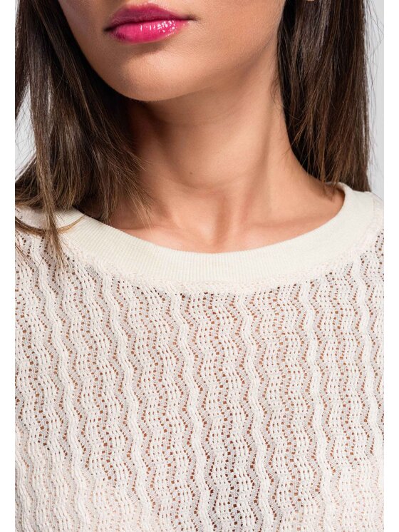 Ombre Ombre Bluzka OW-TS-E0045 Beżowy Loose Fit