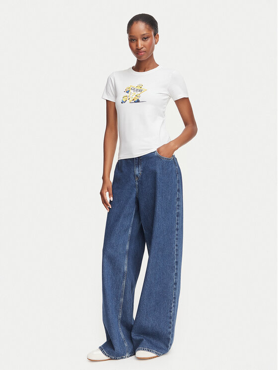 Guess Jeans Guess Jeans T-Shirt W6YI62 K6415 Bílá Regular Fit