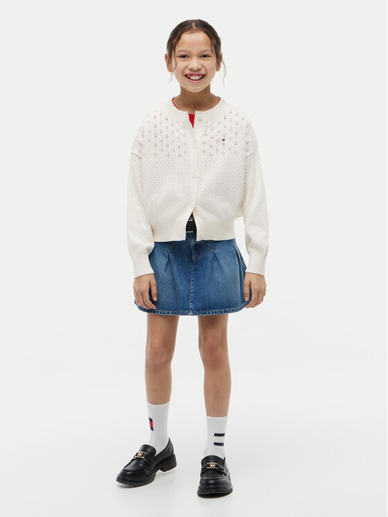 Tommy Hilfiger Tommy Hilfiger Кардиган Pointelle KG0KG09503 Кремав Relaxed Fit