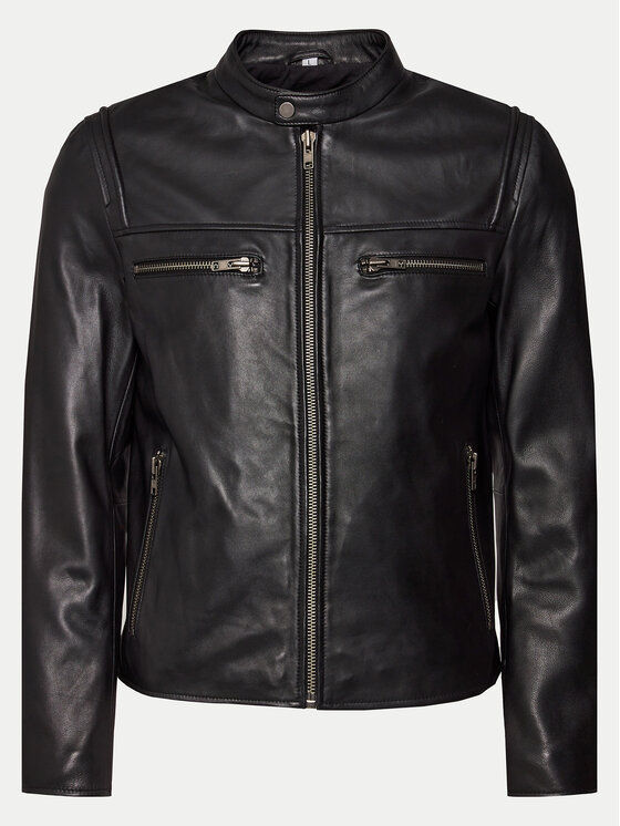 Serge Pariente Serge Pariente Lederjacke Justice Schwarz Regular Fit