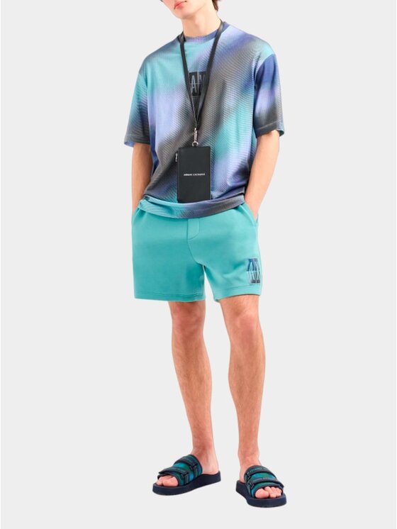 Armani Exchange Armani Exchange Šortky z materiálu 3DZSJE ZJZDZ15DG Tyrkysová Regular Fit