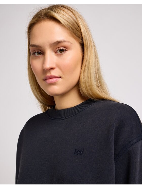 Lee Lee Bluza Crew Sws Unionall Blk Czarny Regular Fit